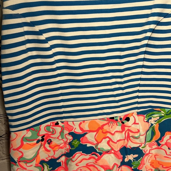 Lilly Pulitzer Juliana Lucky Charm Chin combo floral flutter blue striped Dress - Picture 2 of 10